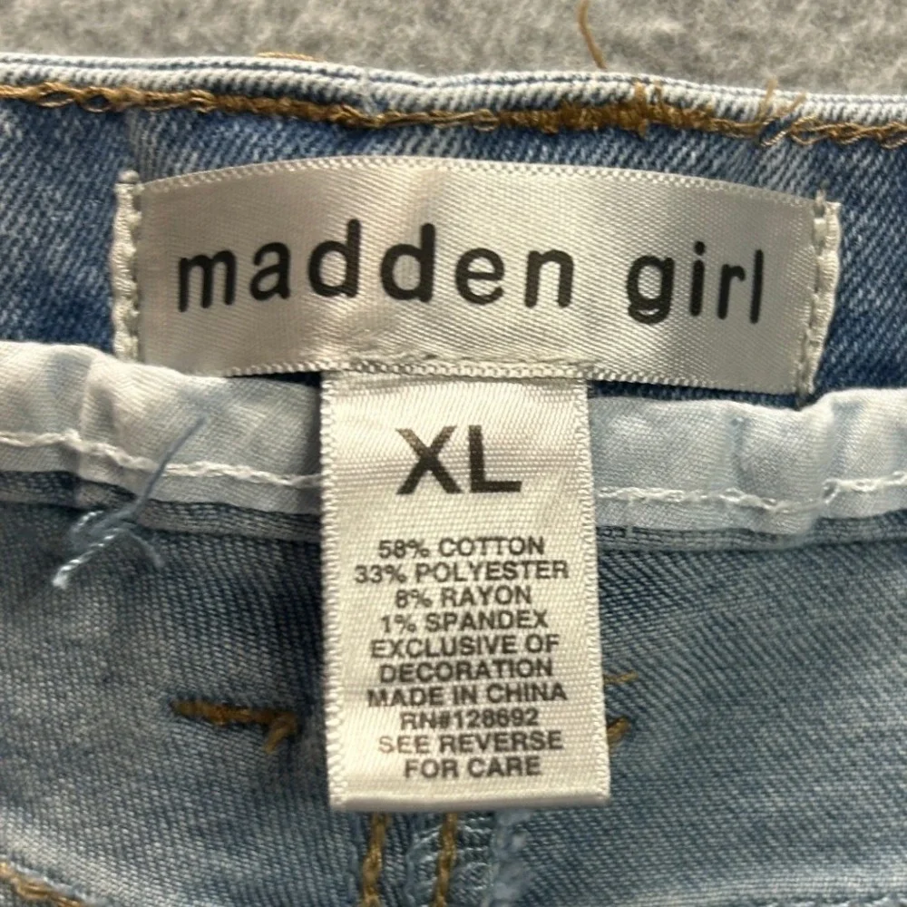Madden Girl High Rise Wide Leg Jeans Womens XL Light Wash Blue Stretch Denim